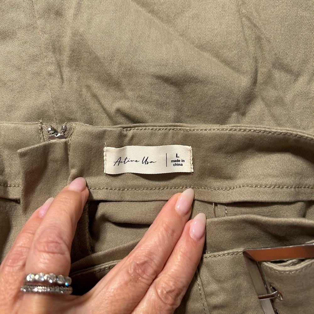 Active USA Khaki Women's Skorts with Silver Buckle - Picture 2 of 7